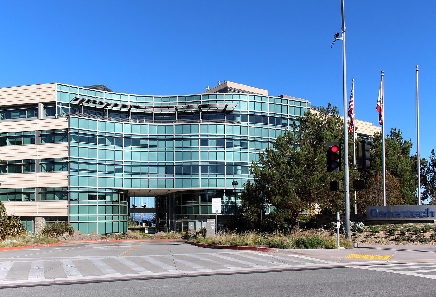 Building 31 on Genentech's campus in South San Francisco, California, in 2021