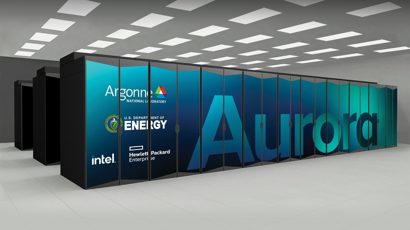 Rendering of the Aurora supercomputer at Argonne National Laboratory