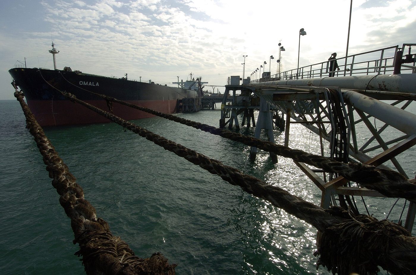 The oil tanker Omala in the Persian Gulf in December 2004, photographed by the U.S. Navy