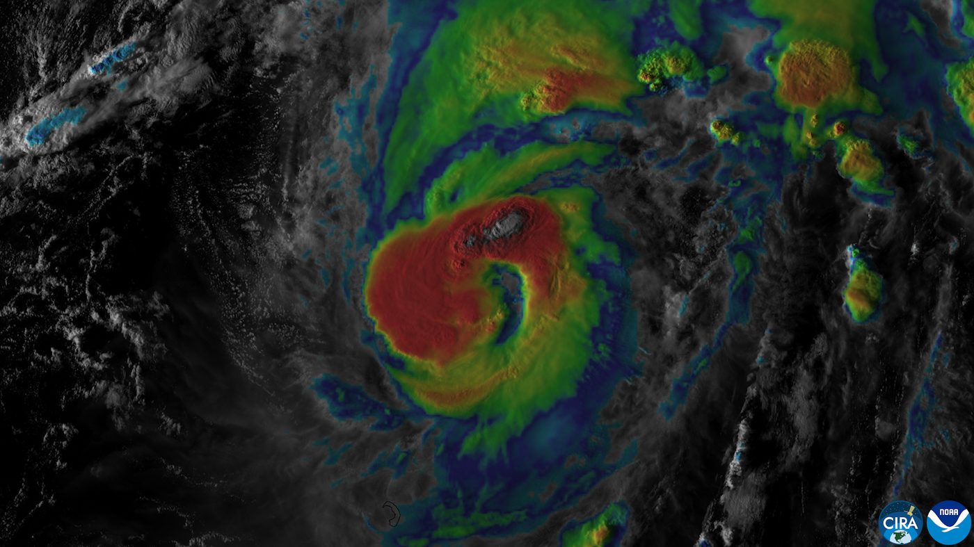 GOES satellite image of Hurricane Isaias strengthening into a Category 2 storm over the Gulf of Mexico on Oct. 8, 2026