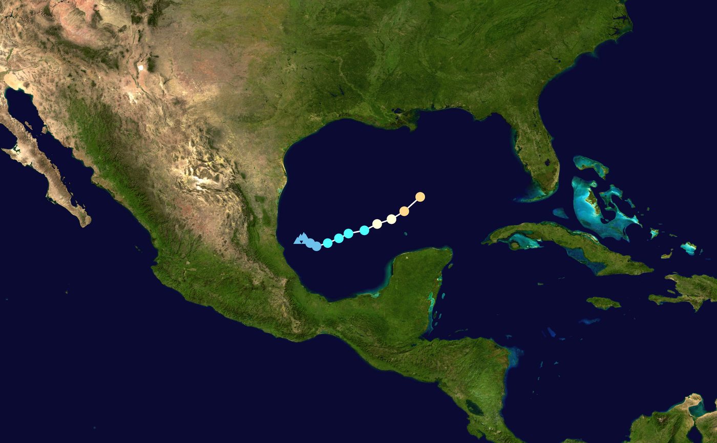 Track map of Hurricane Isaias across the Gulf of Mexico in the 2026 Atlantic season