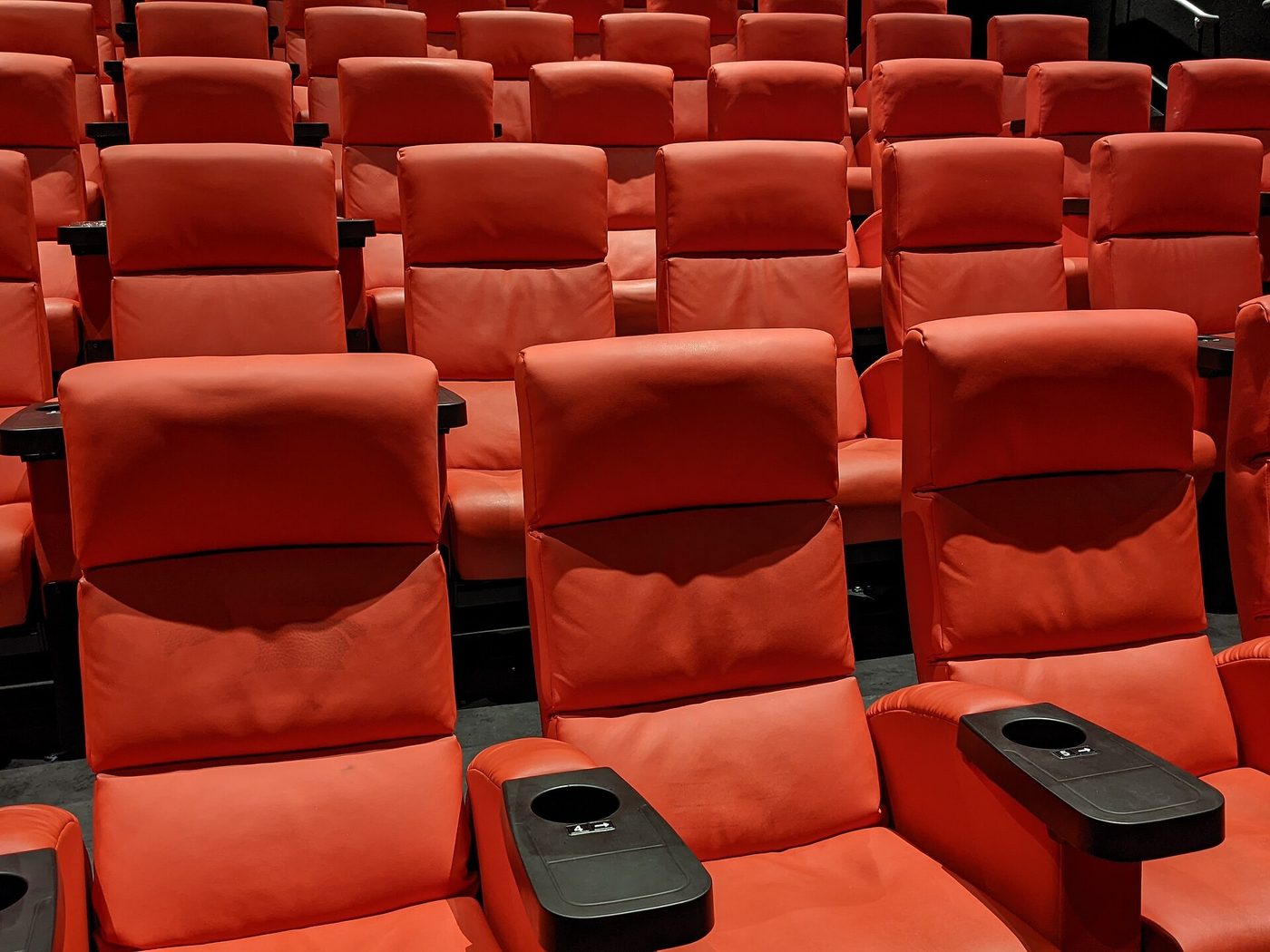 Rows of seats in a movie theater