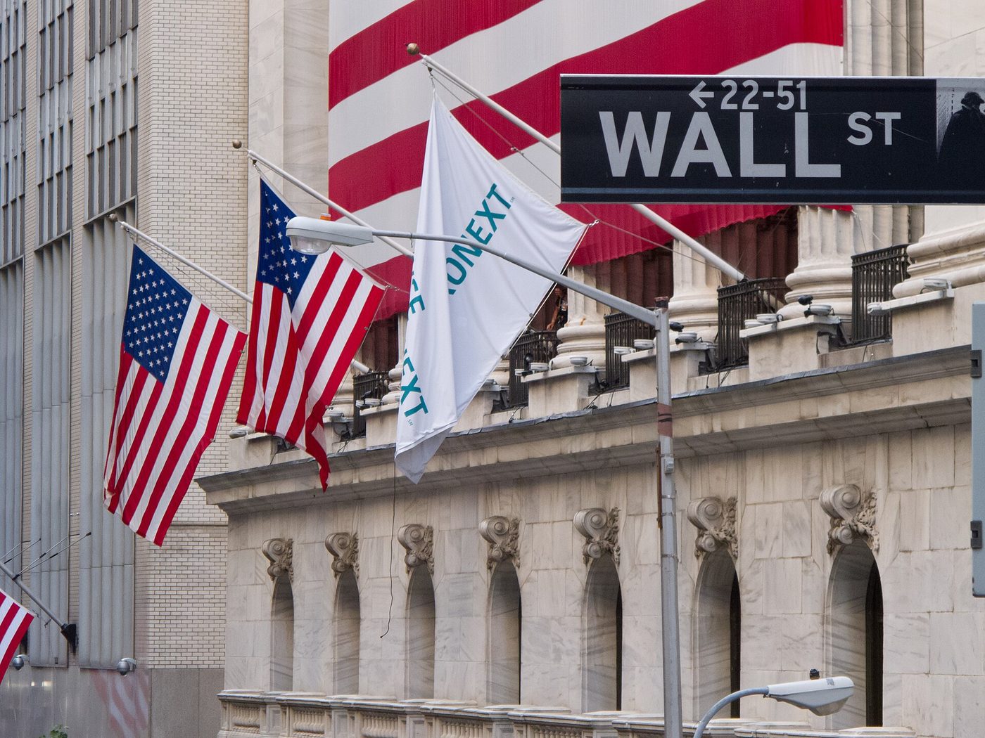 The New York Stock Exchange building on Wall Street in New York