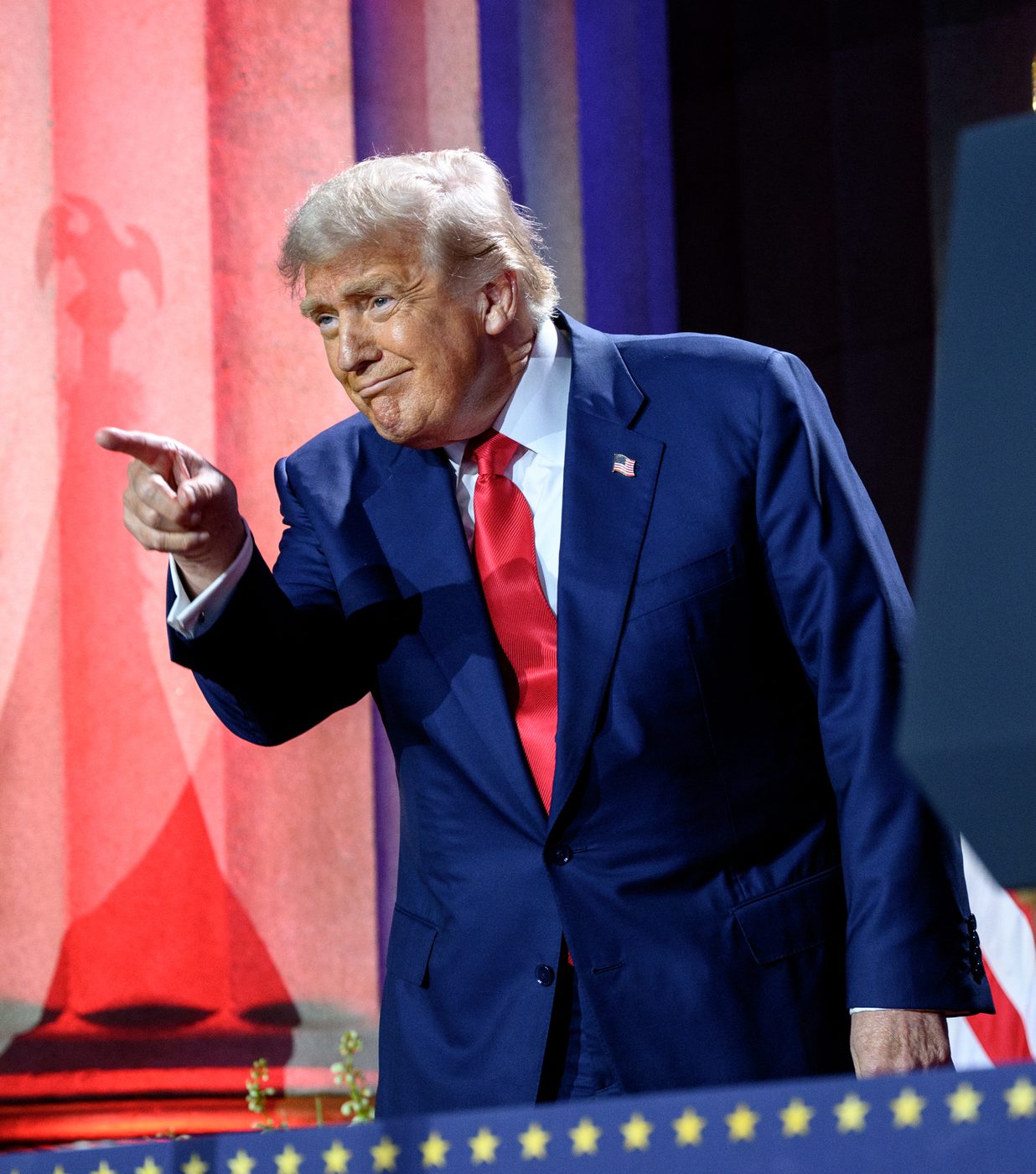 President Donald Trump arrives at the White House AI Summit in Washington on July 23, 2025
