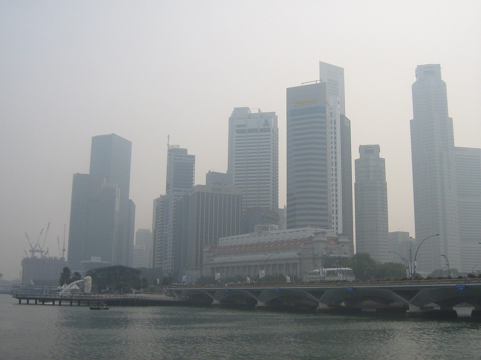 The Singapore skyline shrouded in haze