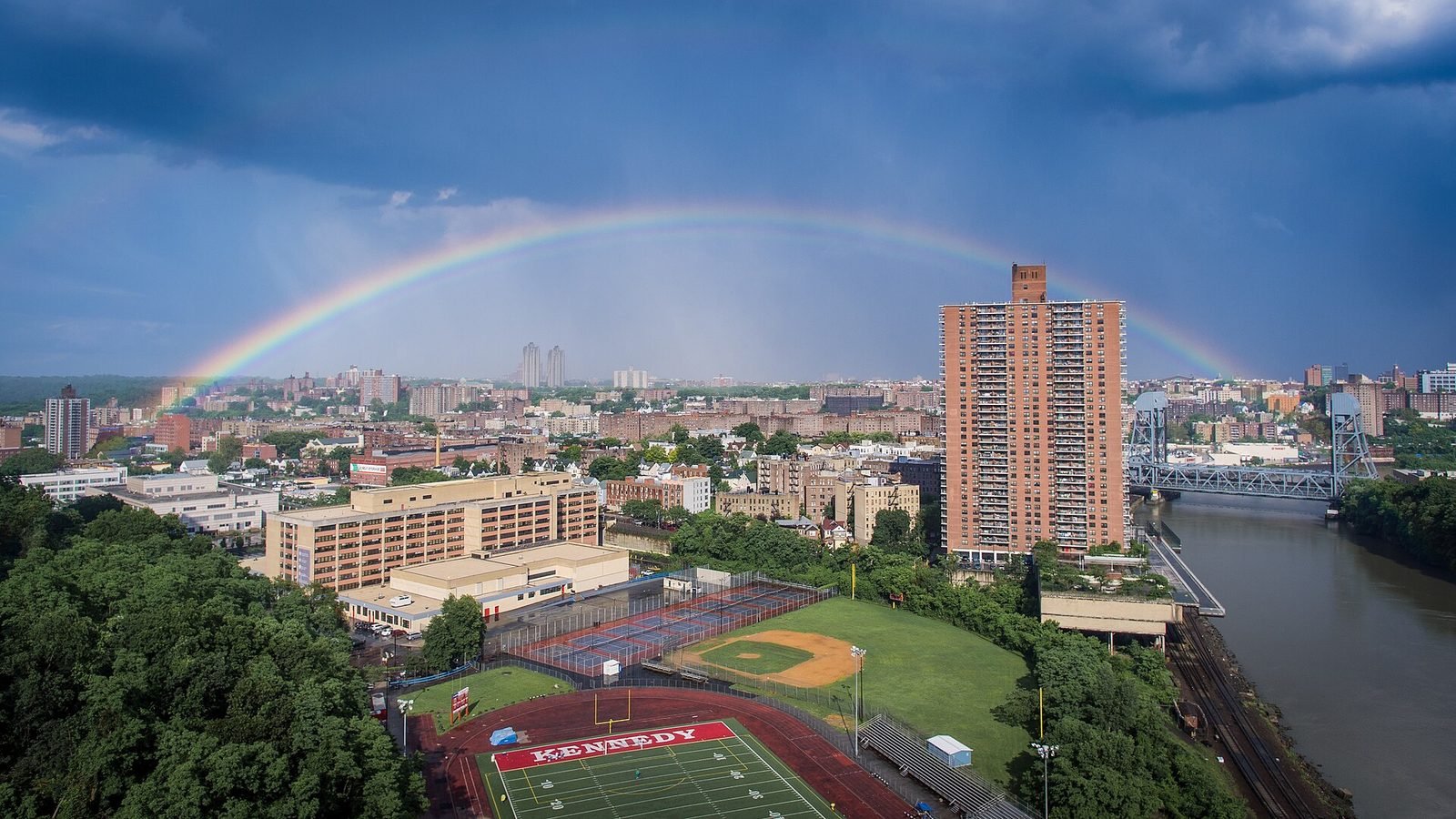 Aerial view of the Marble Hill neighborhood in New York City