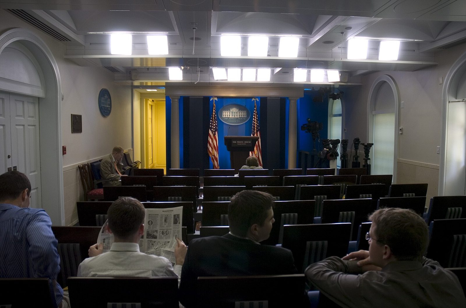The James S. Brady Press Briefing Room at the White House in 2007