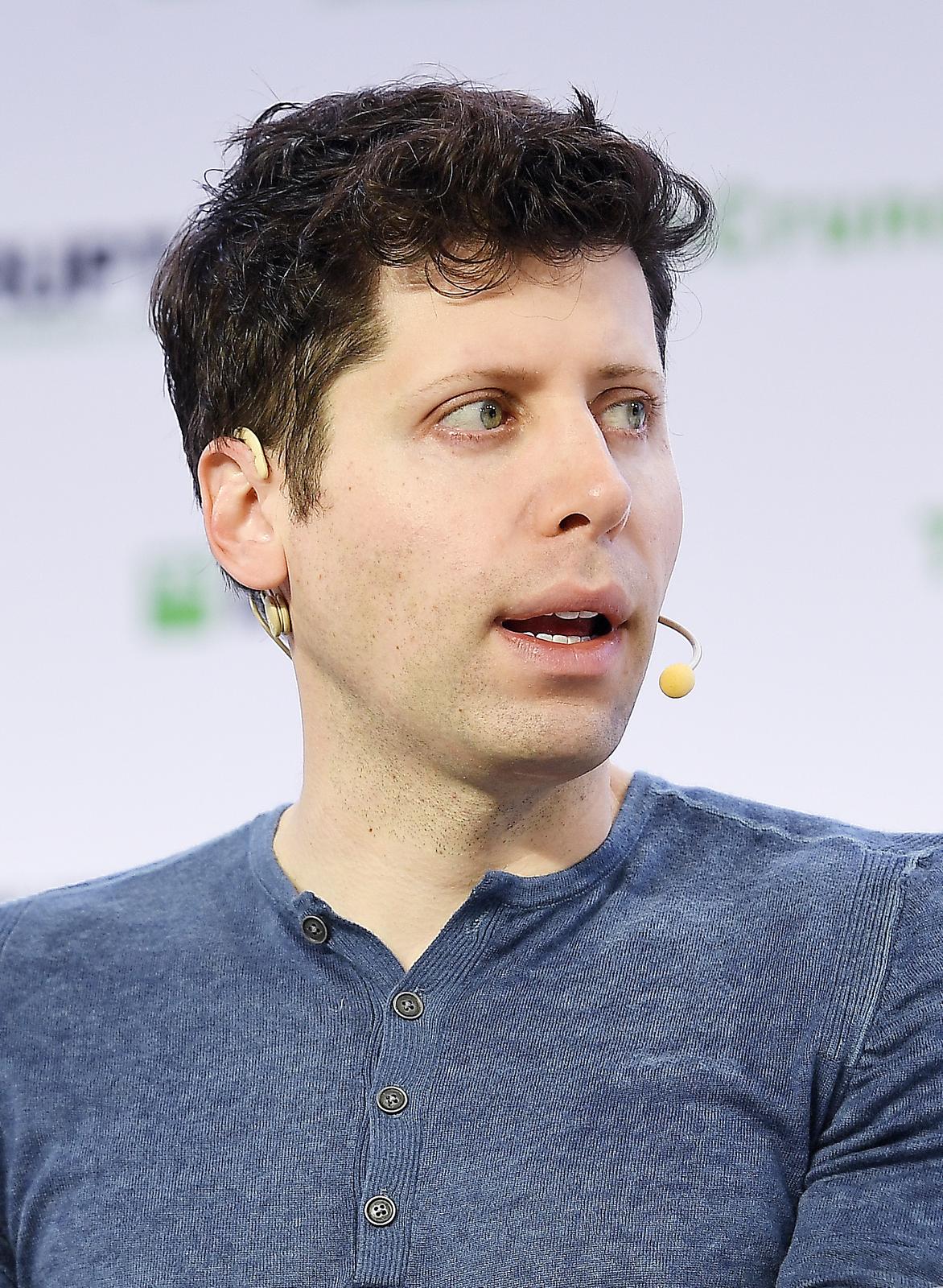 OpenAI CEO Sam Altman speaking at TechCrunch Disrupt San Francisco in 2019