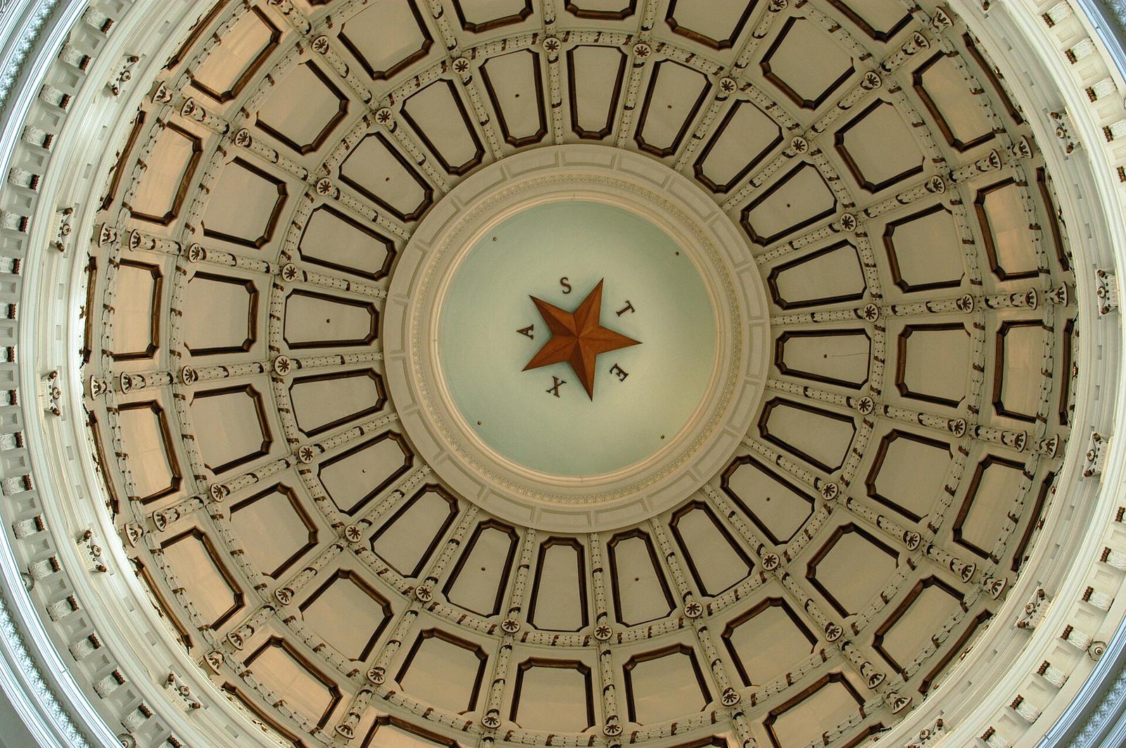 The inside of the dome of the Texas State Capitol in Austin