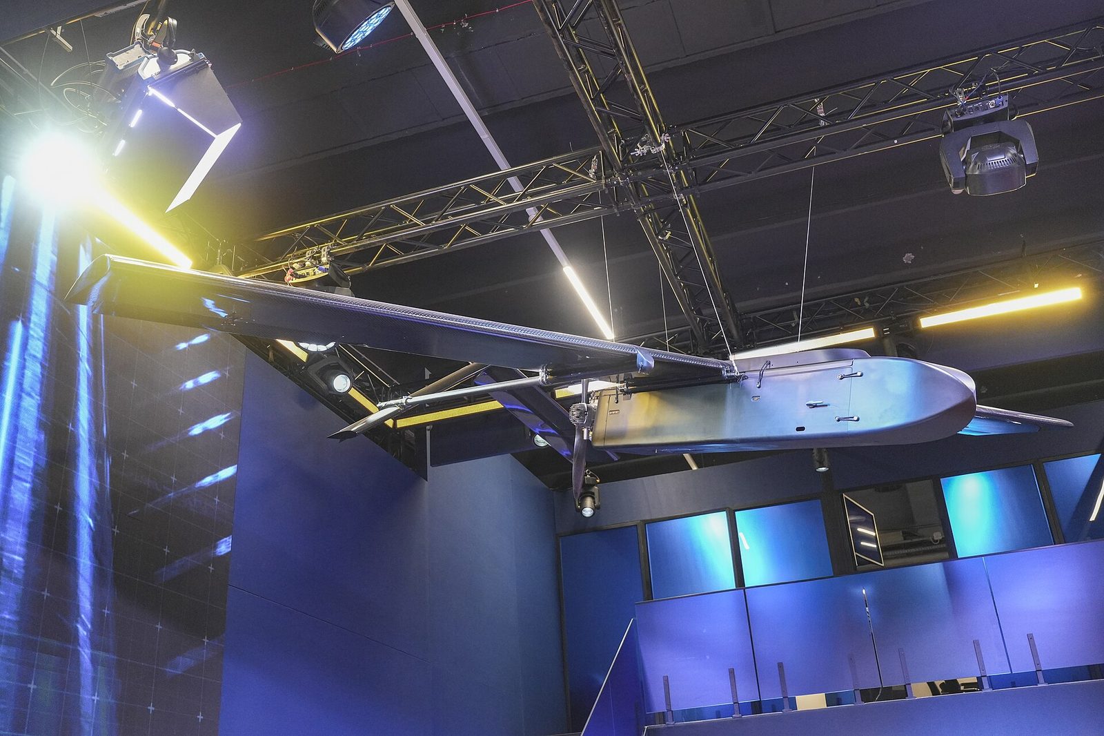 A Fire Point FP-1 drone on display at the MSPO 2026 defense show in Kielce, Poland