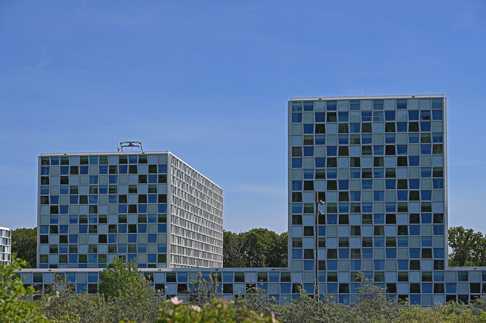The International Criminal Court building in The Hague, seen from Maurits Kiekpad