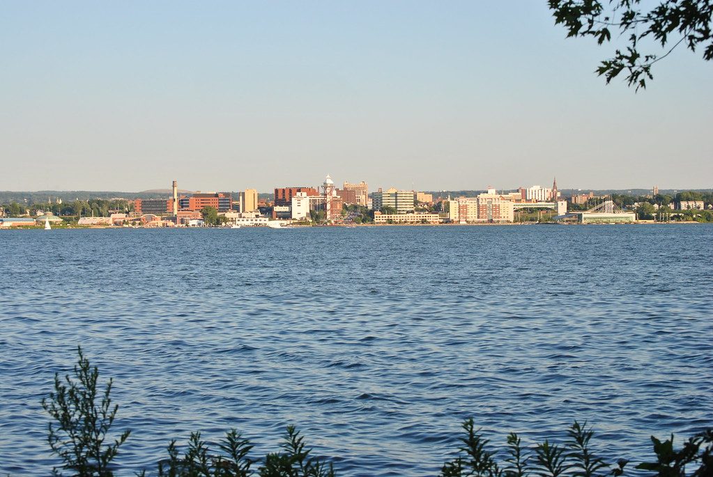 City of Erie looking south across Presque Isle Bay