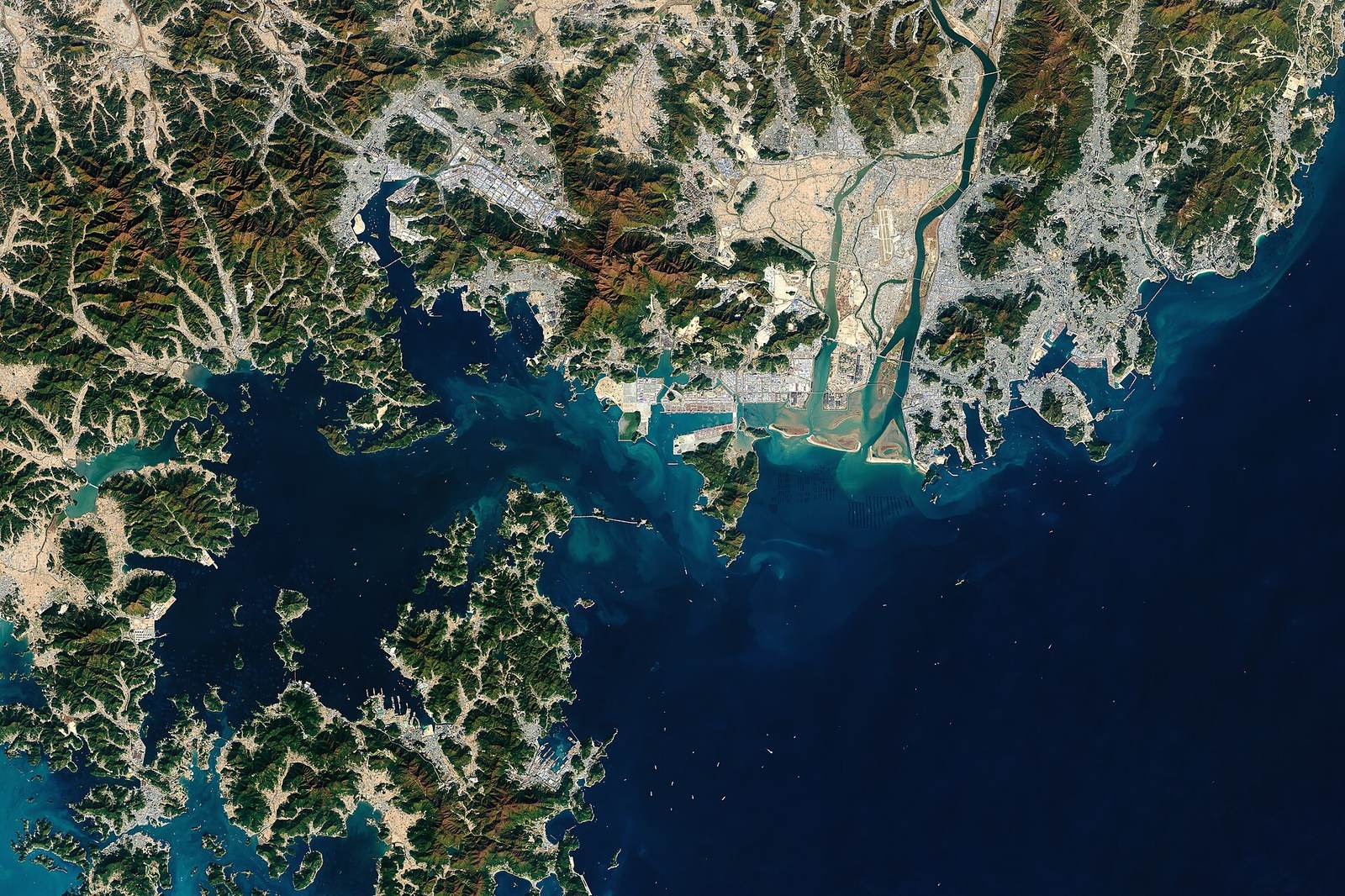 NASA satellite view of the Port of Busan, South Korea