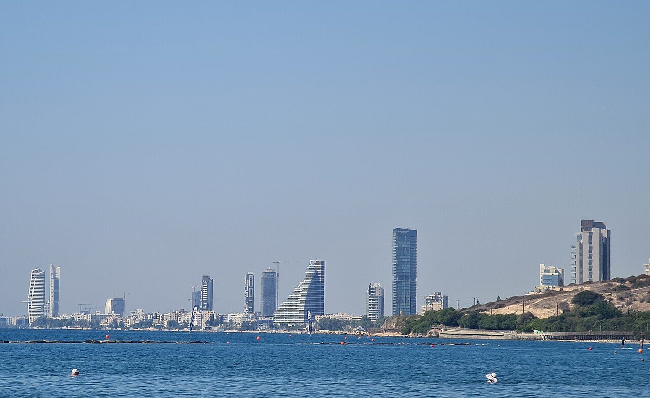 The skyline of Limassol, Cyprus, seen from the sea