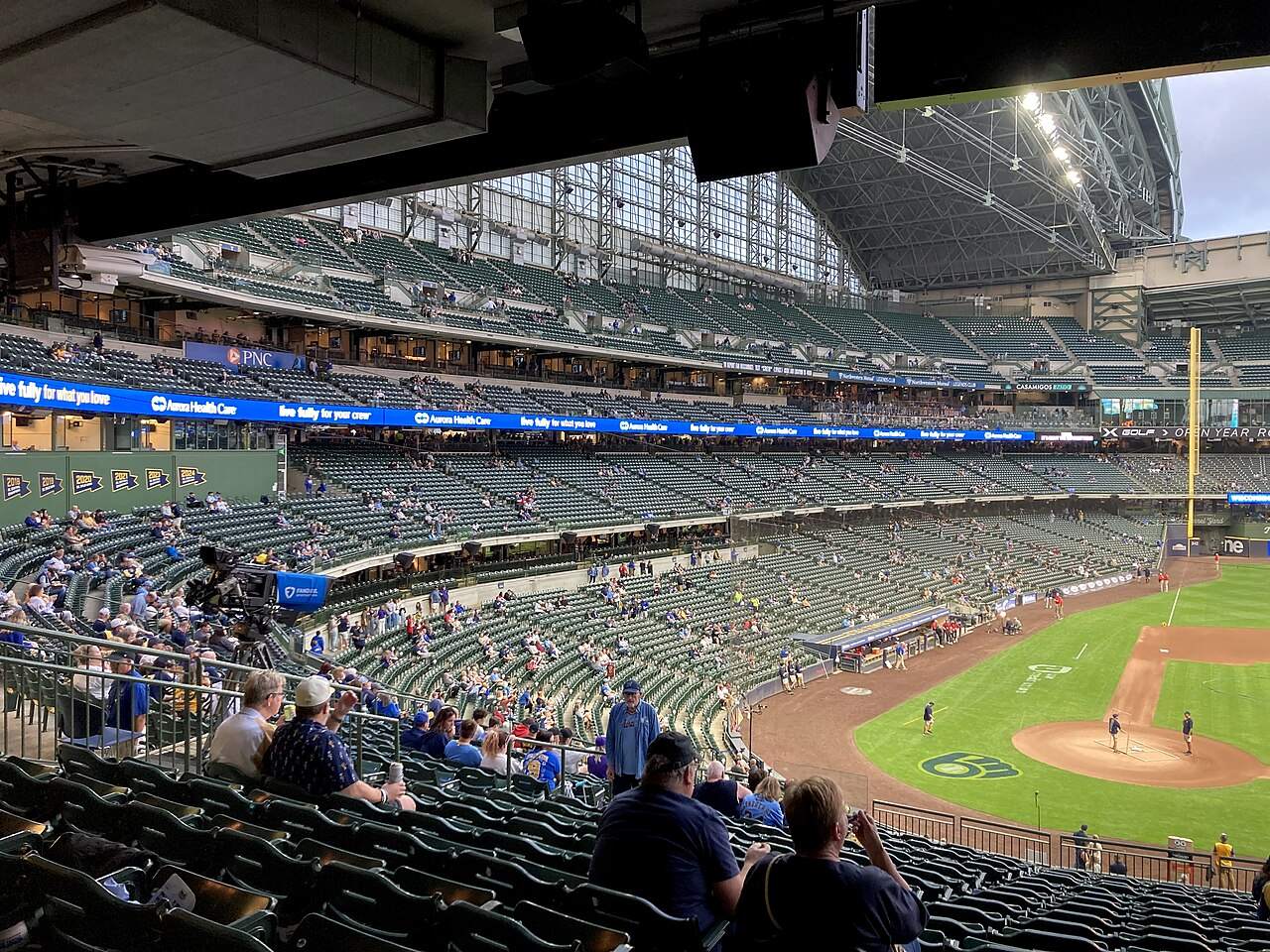 Fans watch a Brewers home game at American Family Field in Milwaukee in September 2025