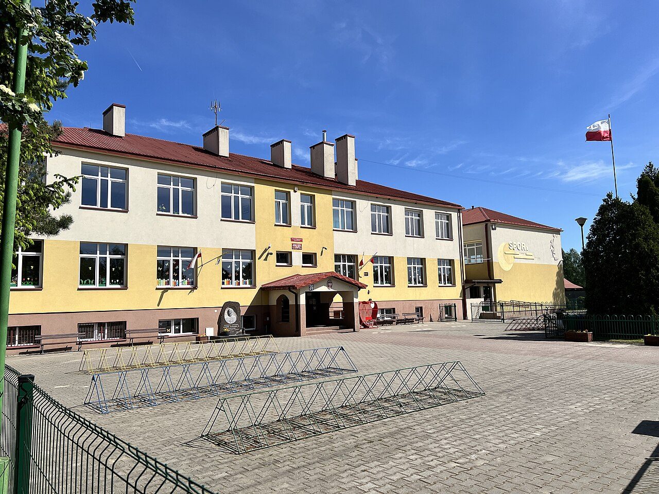 The school building in Leszczydol-Nowiny, Poland