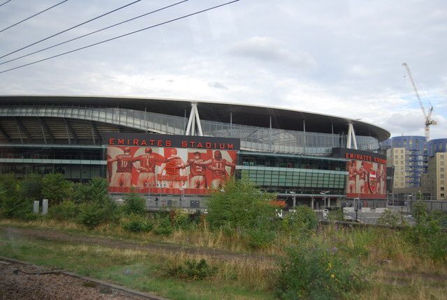 The exterior of Emirates Stadium in north London