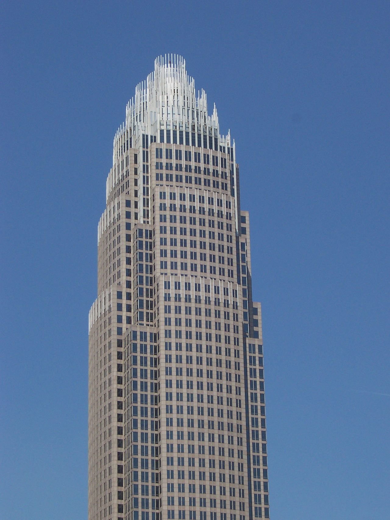 The Bank of America Corporate Center tower in Charlotte