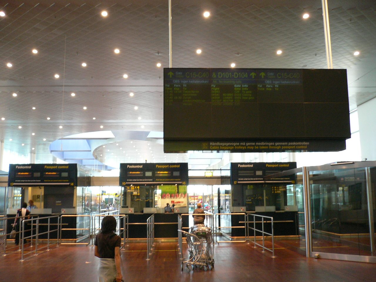 Passport control booths at Copenhagen Airport