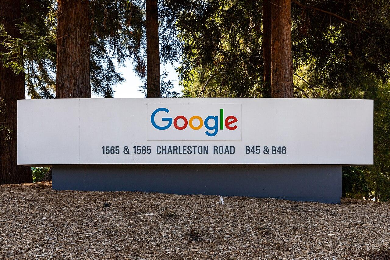 A Google company sign on Charleston Road in Mountain View, California