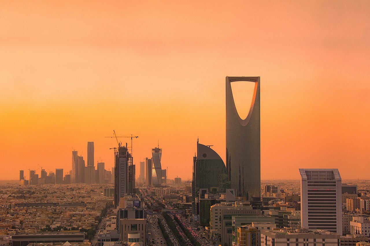 The north Riyadh skyline with Kingdom Tower and the King Abdullah Financial District