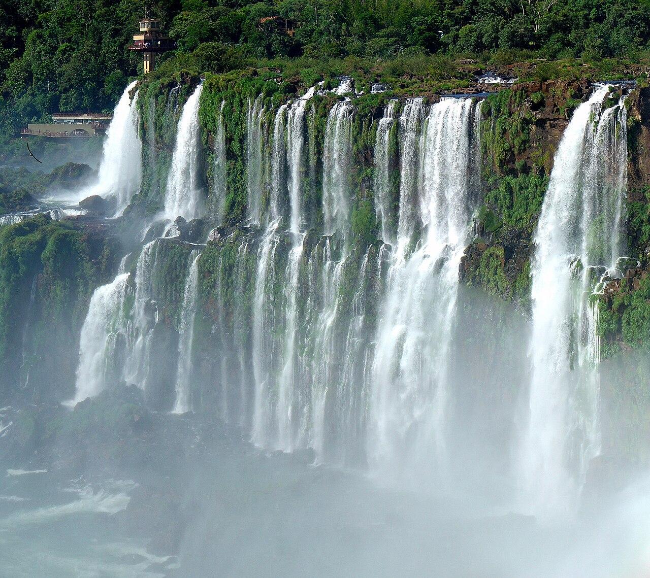 A panorama of Iguazu Falls in Argentina