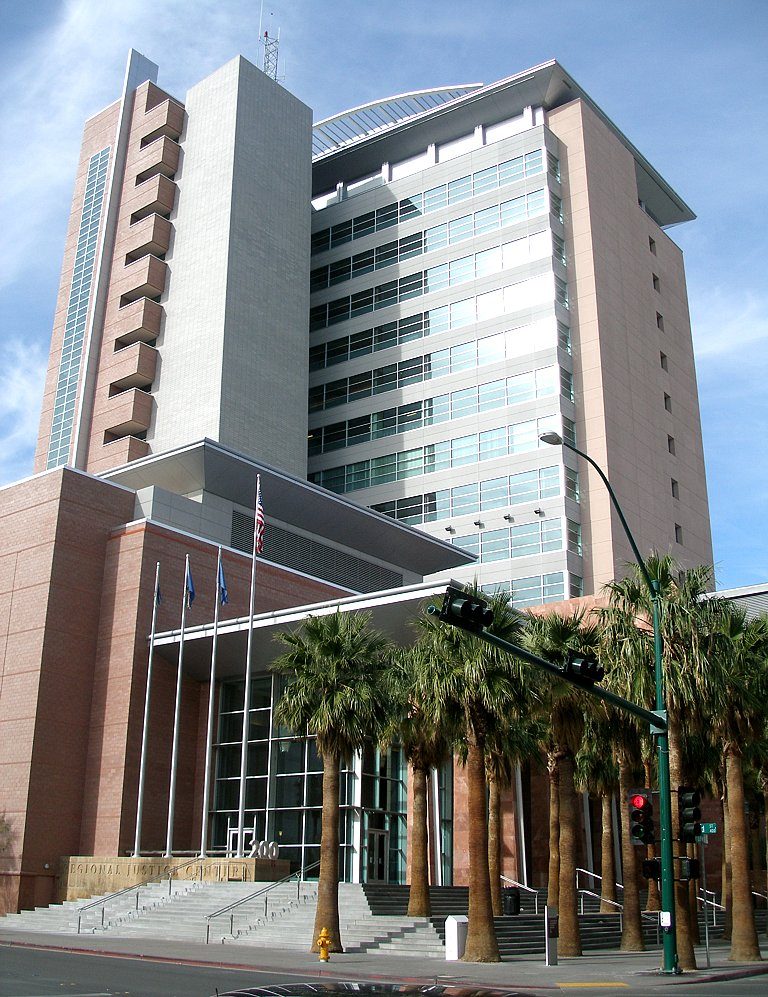 The Regional Justice Center courthouse in downtown Las Vegas