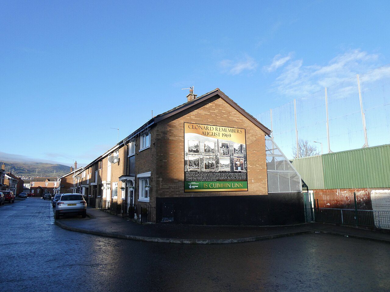 A peace wall beside Bombay Street in Belfast