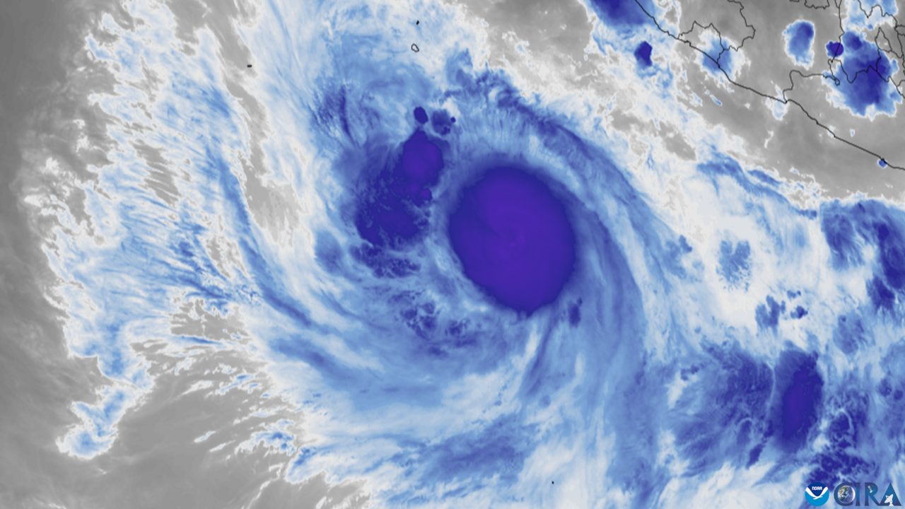 Satellite image of a hurricane over the eastern Pacific Ocean
