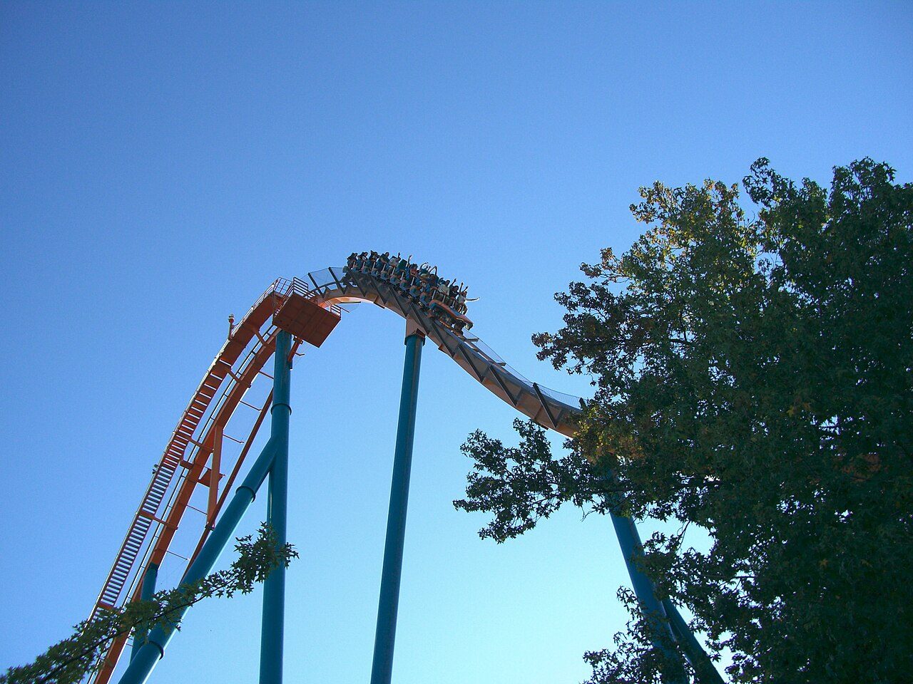 The Goliath roller coaster's lift hill at Six Flags Over Georgia