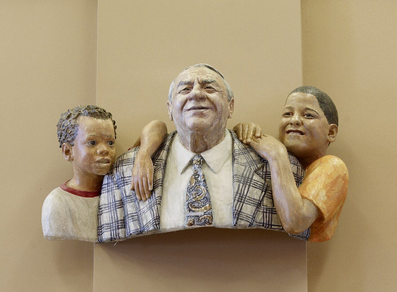 A sculpture honoring Medicare and Medicaid in the lobby of the agency's Woodlawn, Maryland, building