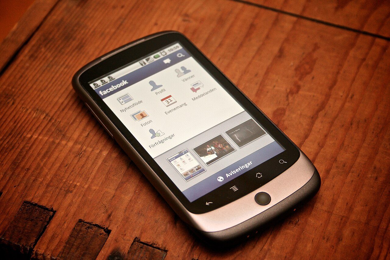 A smartphone running the Facebook app