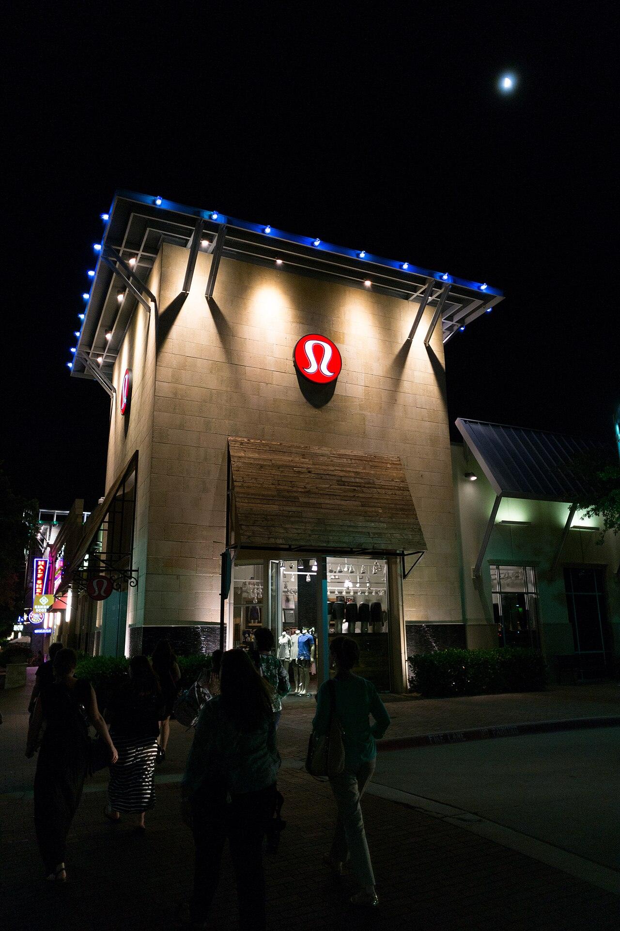 A Lululemon store at The Shops at Legacy in Plano, Texas, at night