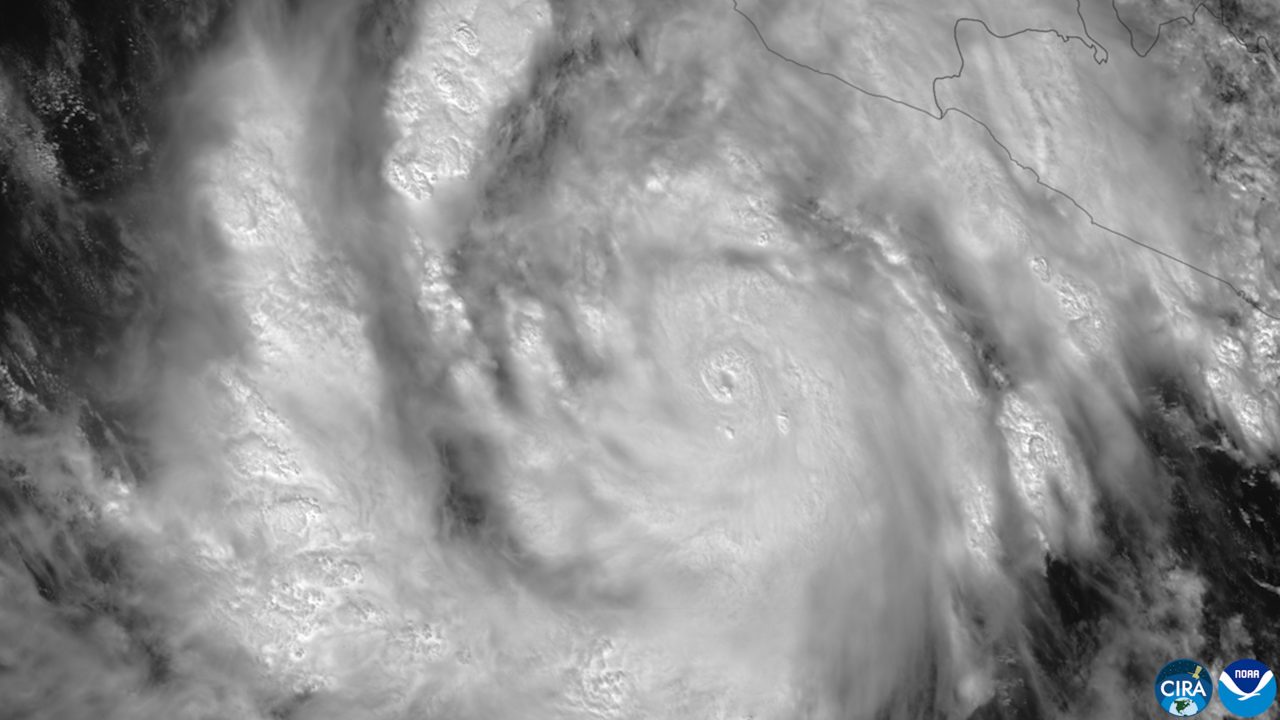 Satellite image of Hurricane Simon off Mexico's Pacific coast on Oct. 9