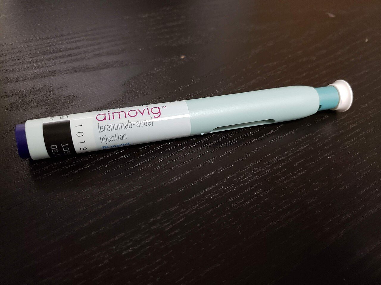 An Aimovig autoinjector pen