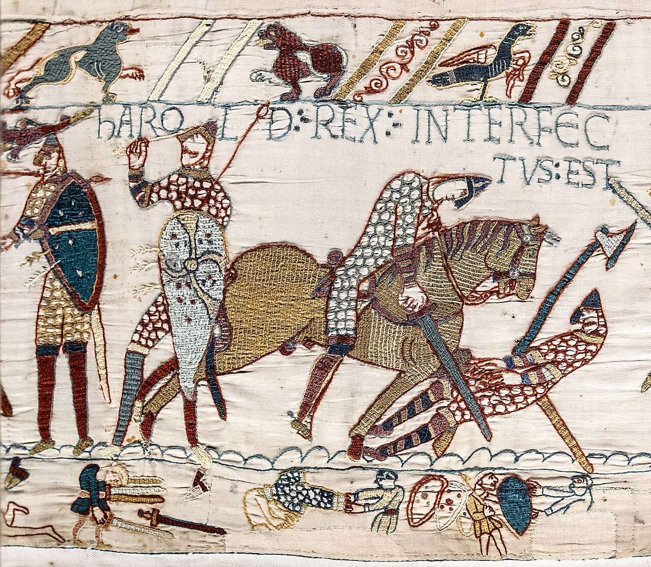 The Bayeux Tapestry scene showing the death of King Harold