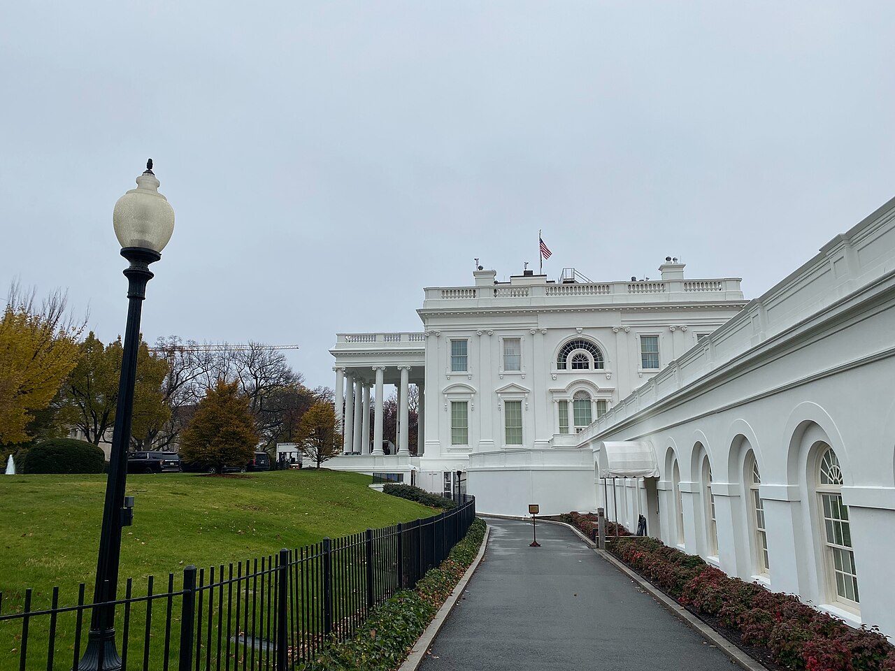 Exterior of the White House West Wing in winter