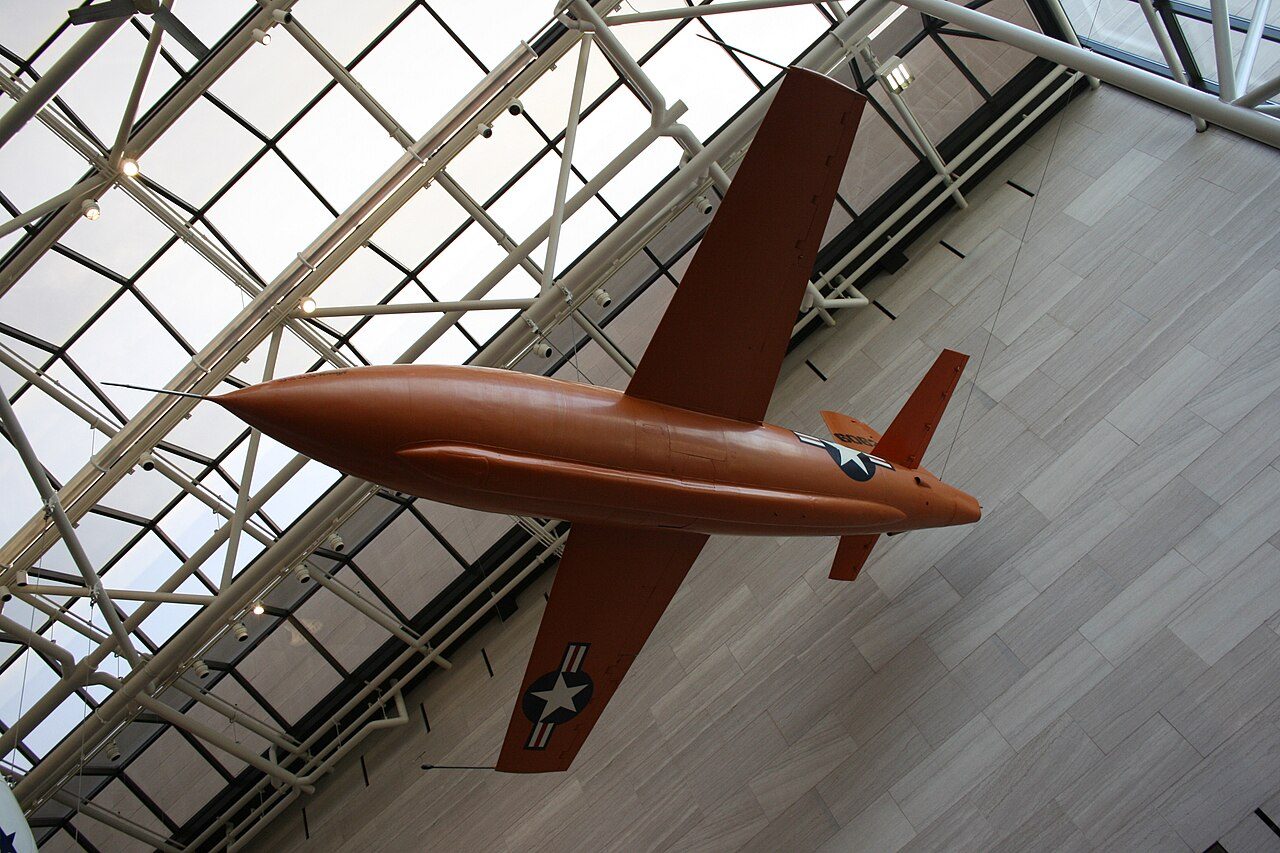 The orange Bell X-1 rocket plane Glamorous Glennis on display at the National Air and Space Museum in Washington.