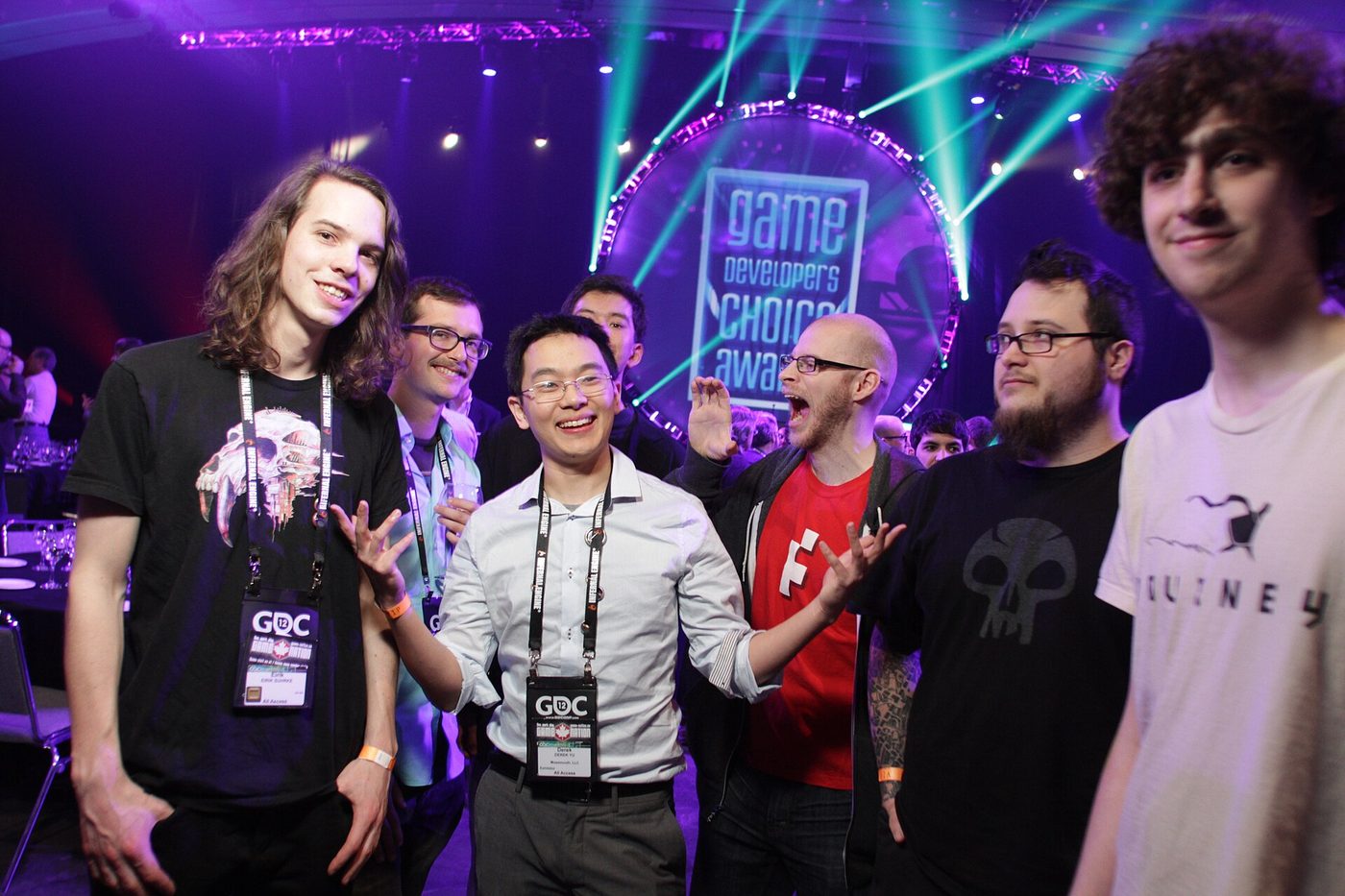Indie game developers seated at an awards show