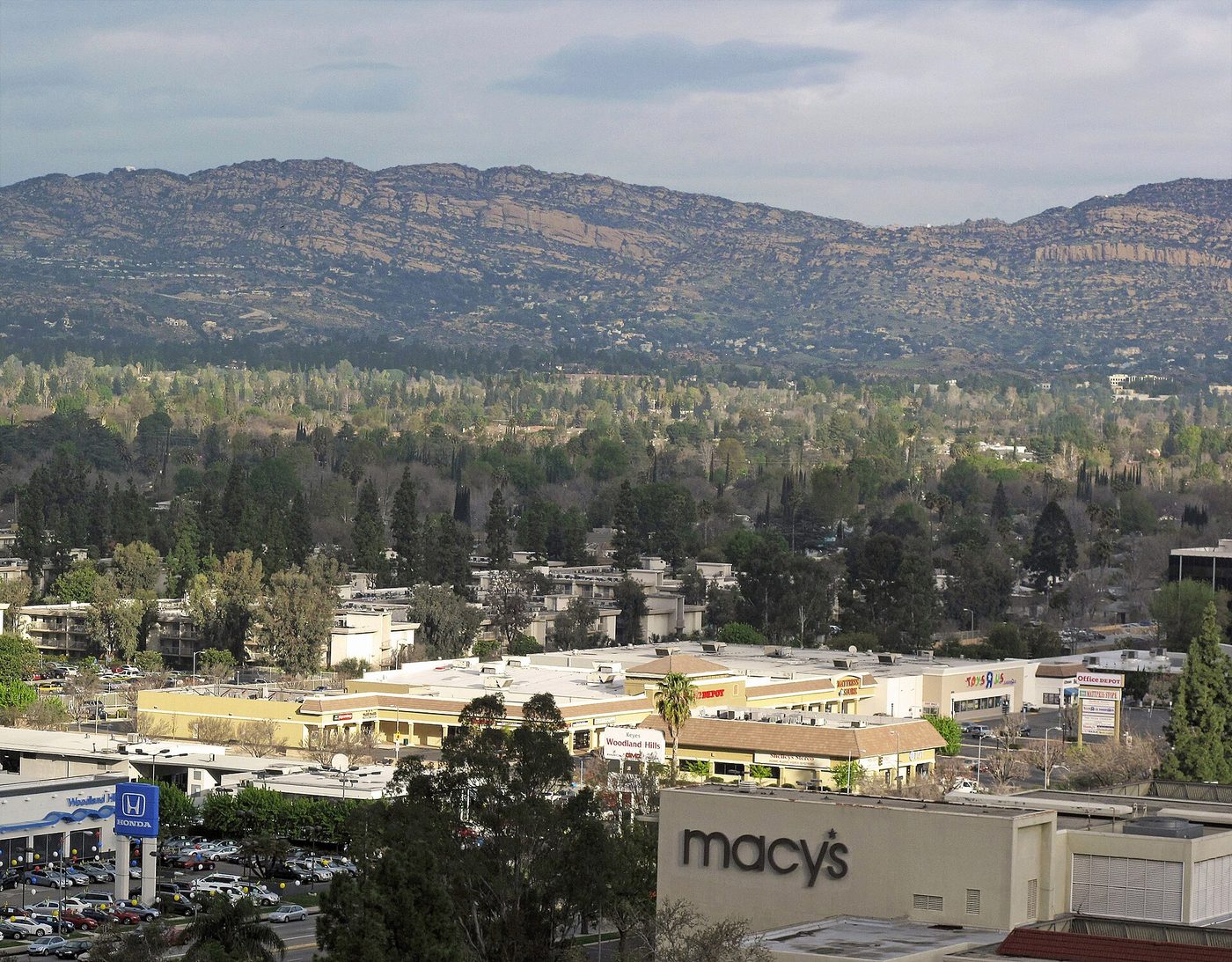 Morning view of the Santa Susana Mountains over Woodland Hills, California