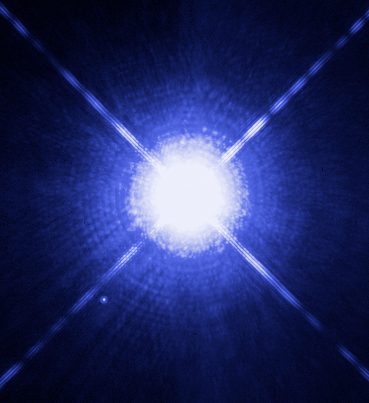 Hubble image of Sirius A with tiny white dwarf Sirius B