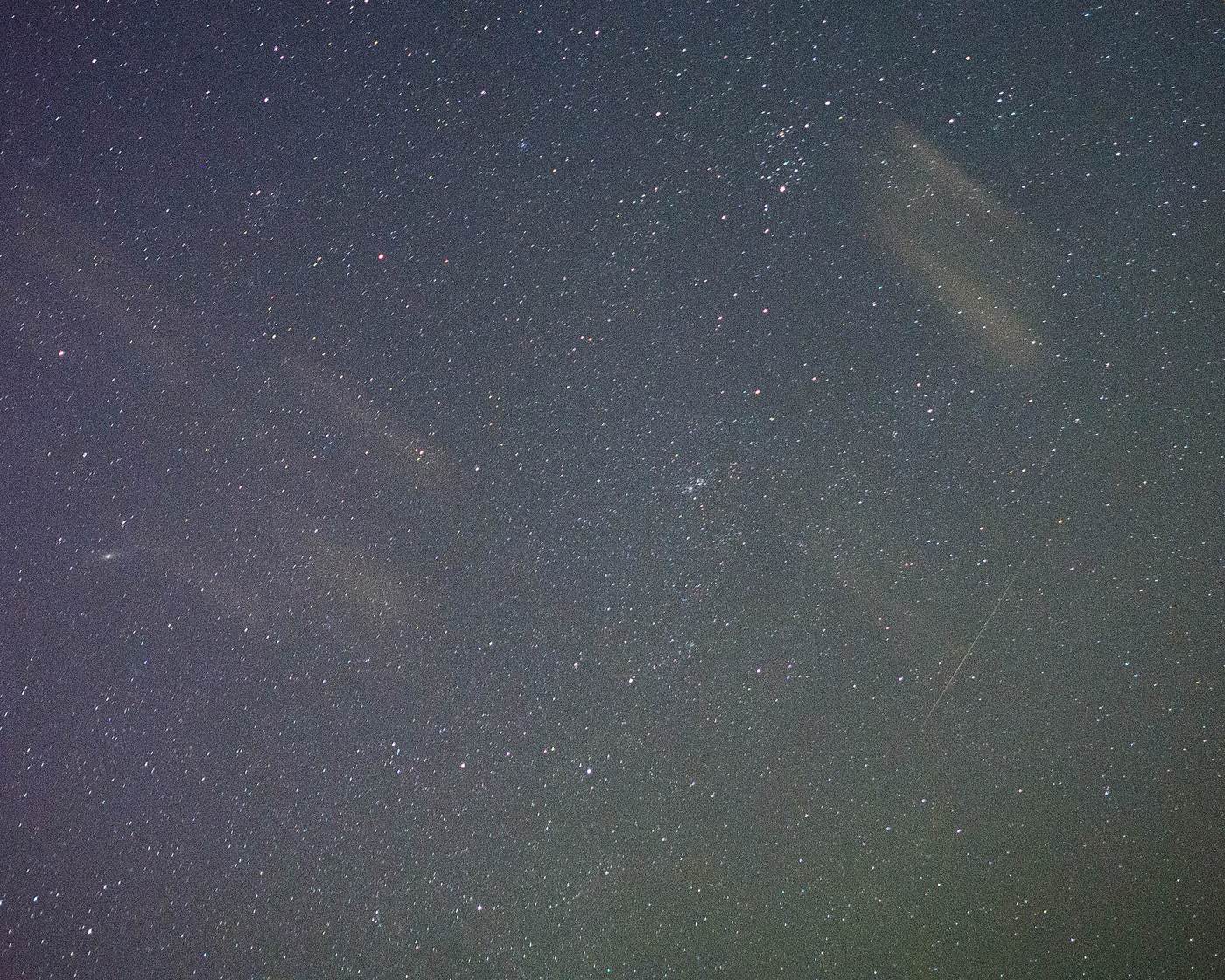 A streak of an Orionid meteor in the night sky