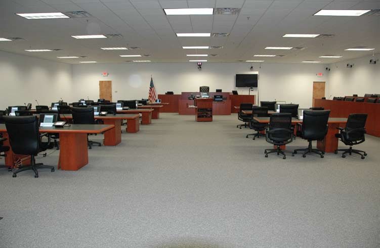 A courtroom at Guantanamo Bay