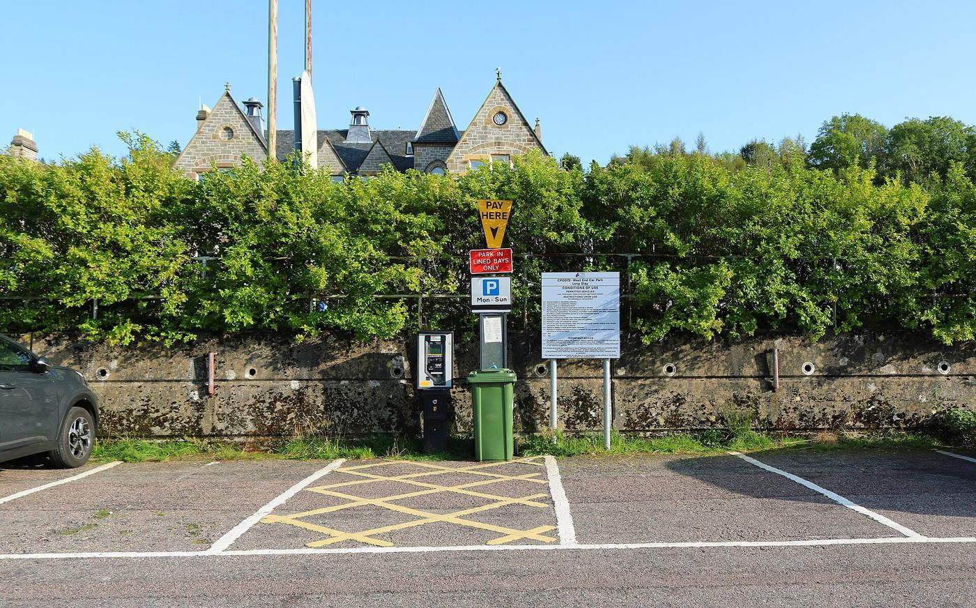 A pay-and-display parking ticket machine in a car park