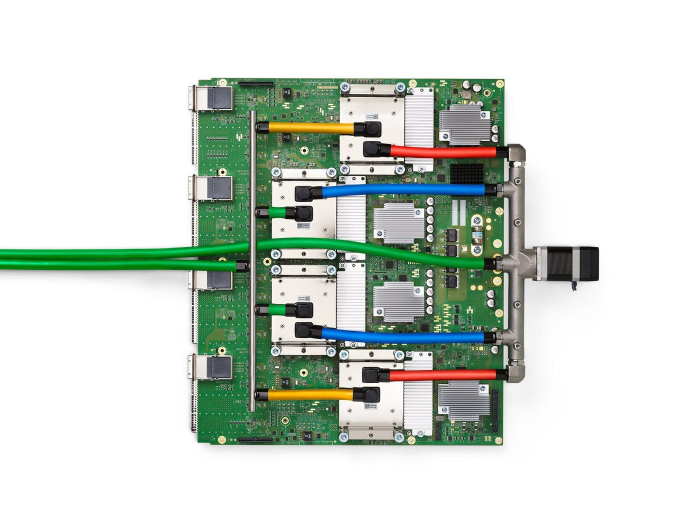 Diagram of a Google TPU v4 chip and board
