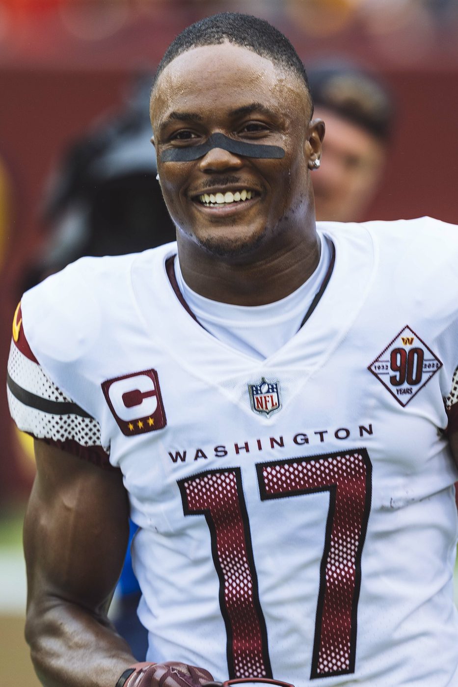 Terry McLaurin in a Washington Commanders uniform on the field