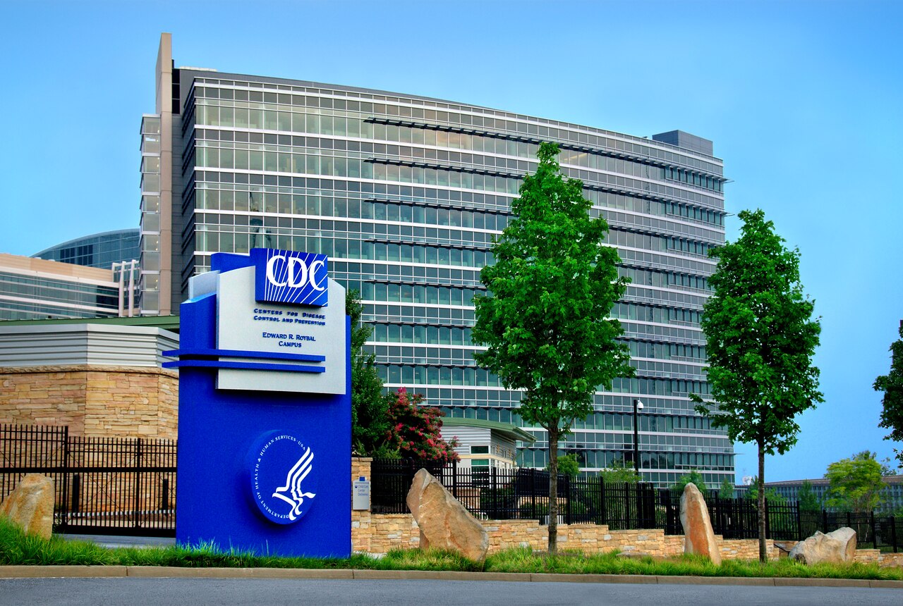 The CDC headquarters campus in Atlanta at dusk