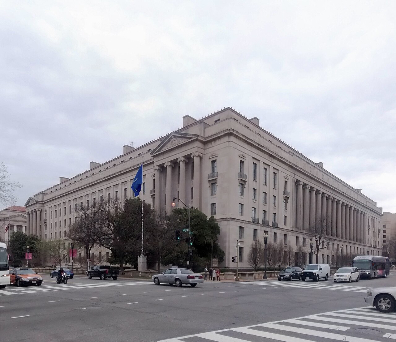 The large stone Robert F. Kennedy Department of Justice Building in Washington