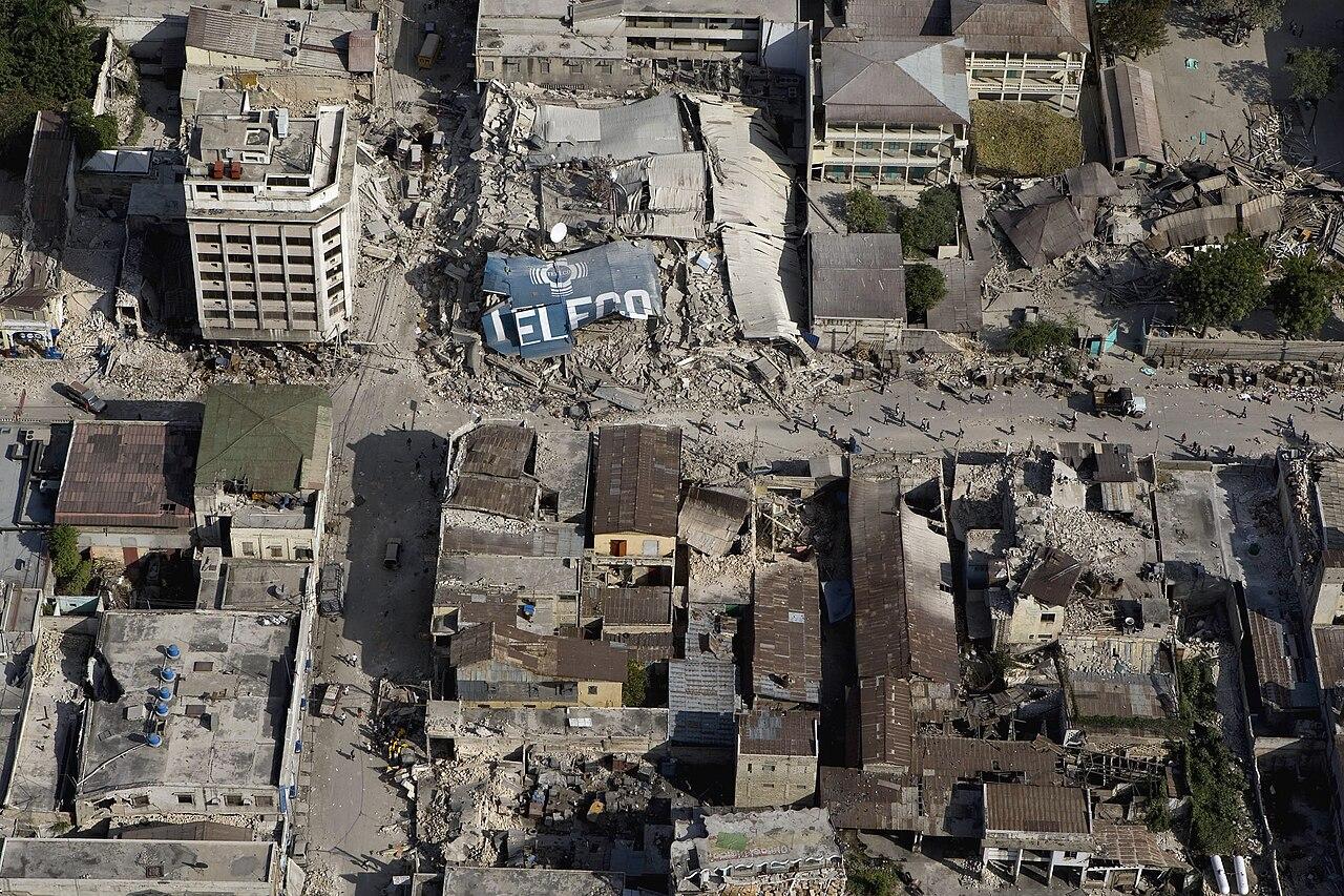 Damaged buildings in downtown Port-au-Prince, Haiti, after the 2010 earthquake