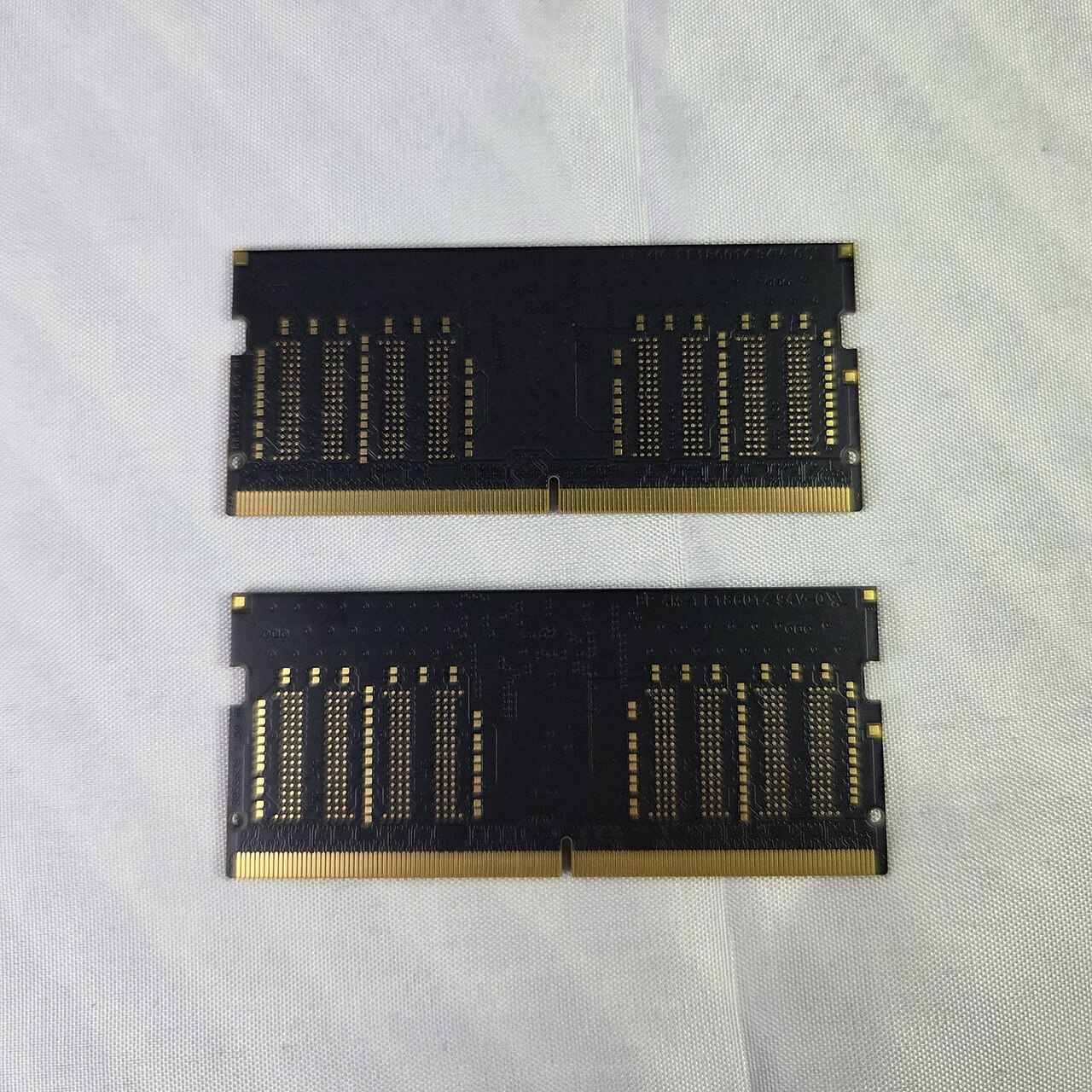 A computer memory module seen from the back
